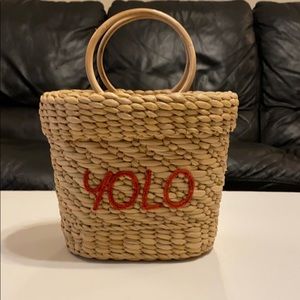 POOLSIDE YOLO Woven Basket Bag *NWOT*